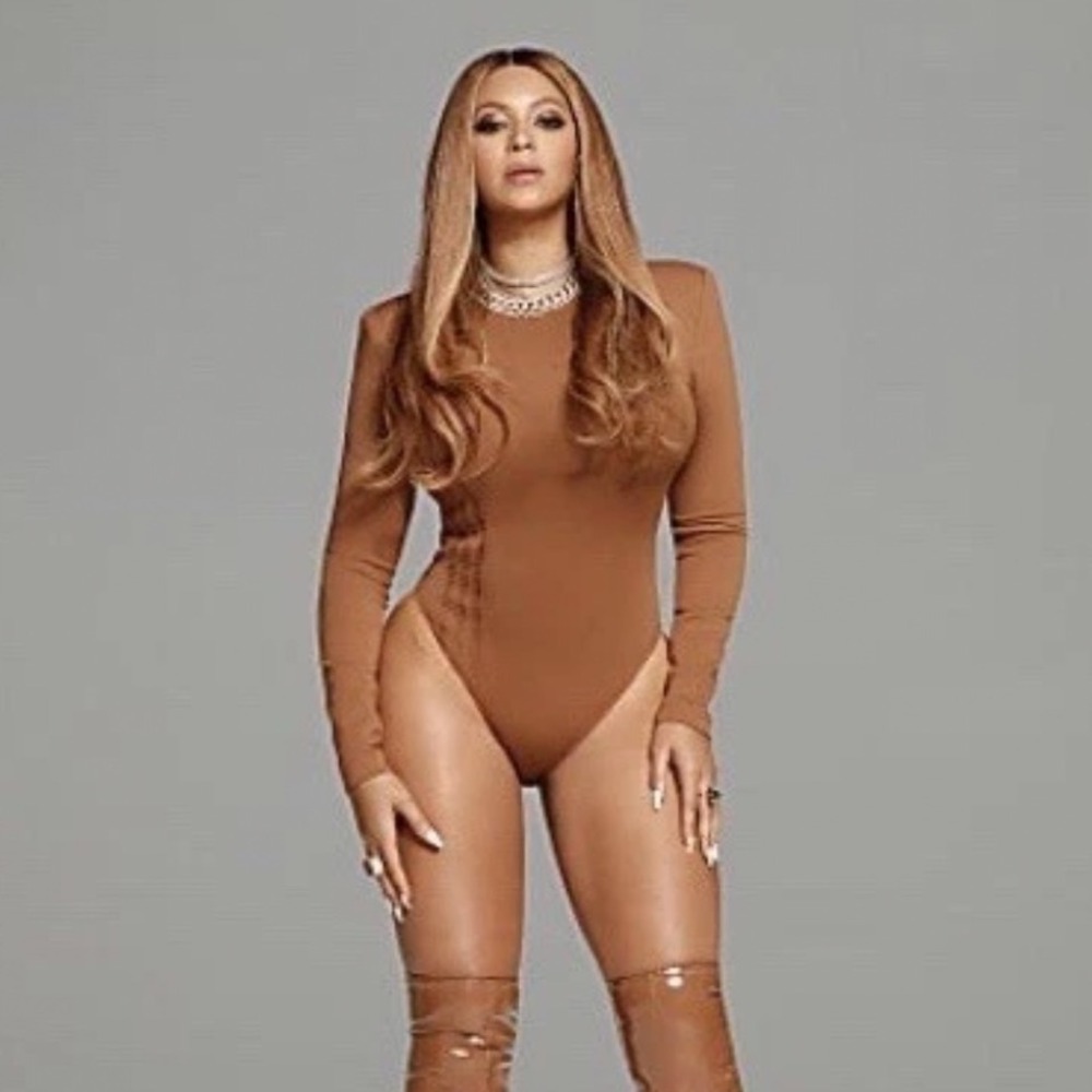 Adidas Ivy Park Wild Brown 3-Stripe Long Sleeve Shoulder Pad Bodysuit H19012 XS